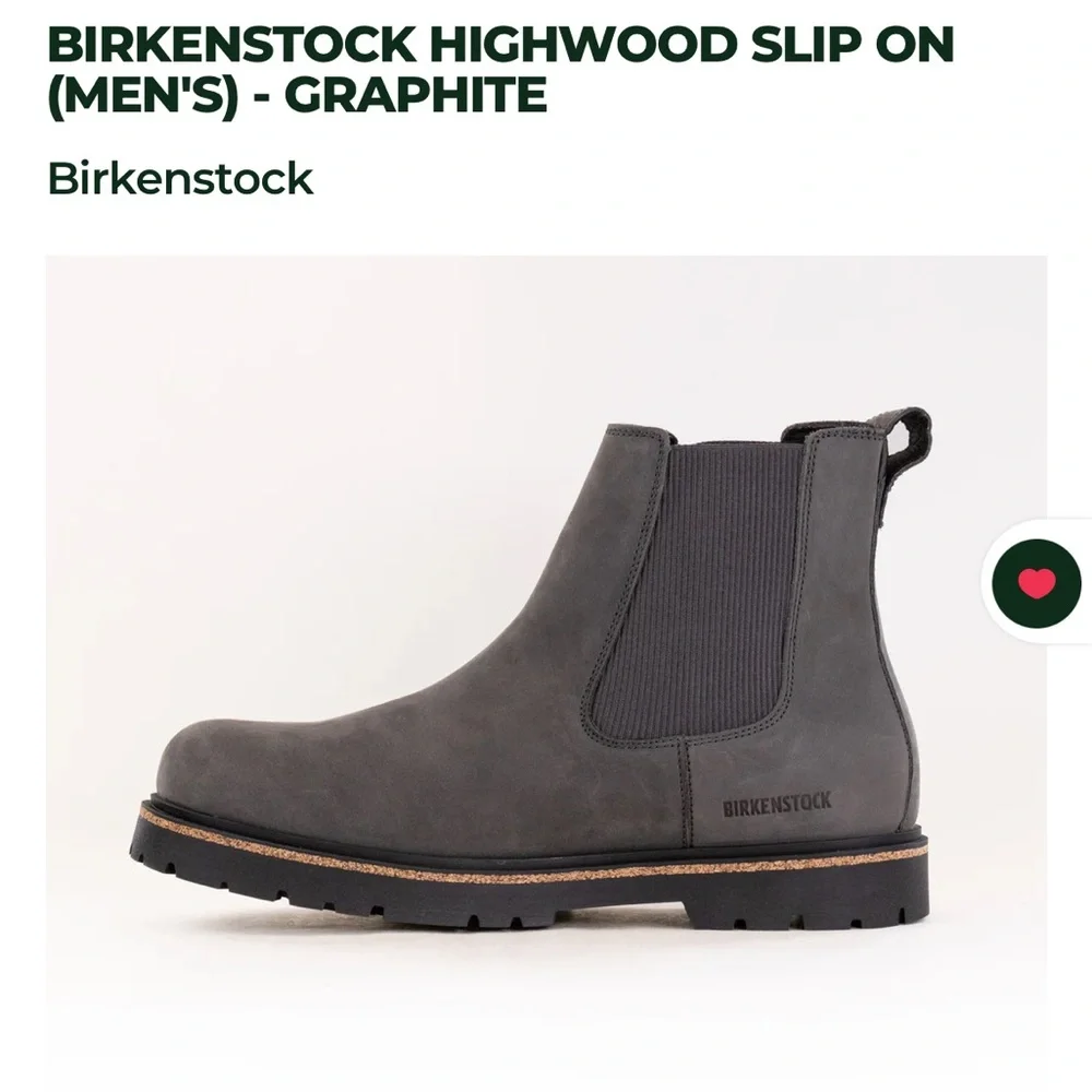 Birkenstock MEN Highwood Slip On Suede Chelsea Color:GRAPHITE UK 41 US 8-8.5 NEW
